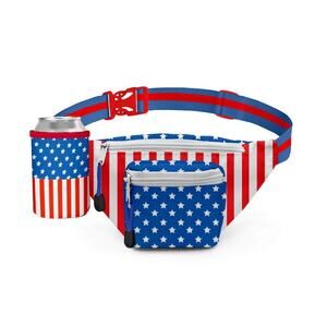 Tipsy Elves American Flag Fanny Pack with Drink Holder, New in Bag!